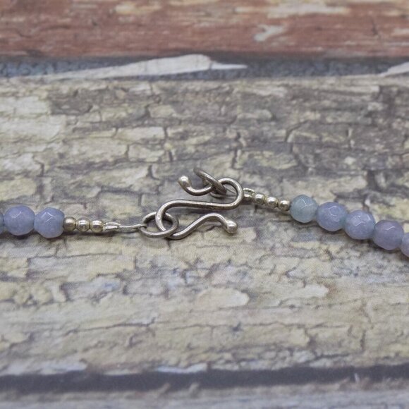 Vintage Genuine Tanzanite Pearl Choker Necklace Hook Closure Faceted - Picture 7 of 8